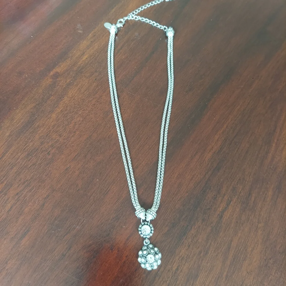 Vintage Cookie Lee Faux Diamond Necklace Silvertone - Picture 14 of 14